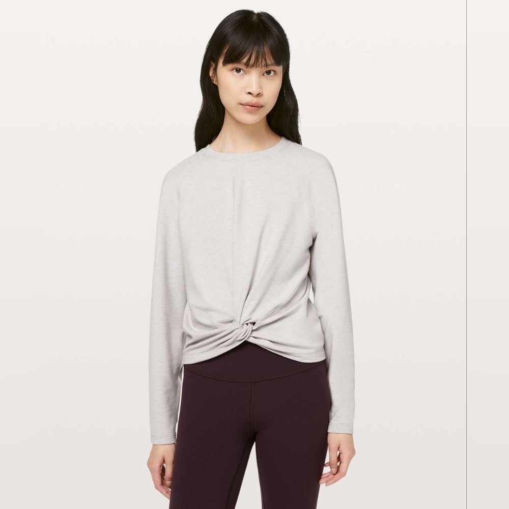 Lululemon Light Gray Tuck & Gather Pullover In Heathered Mod Stargaze